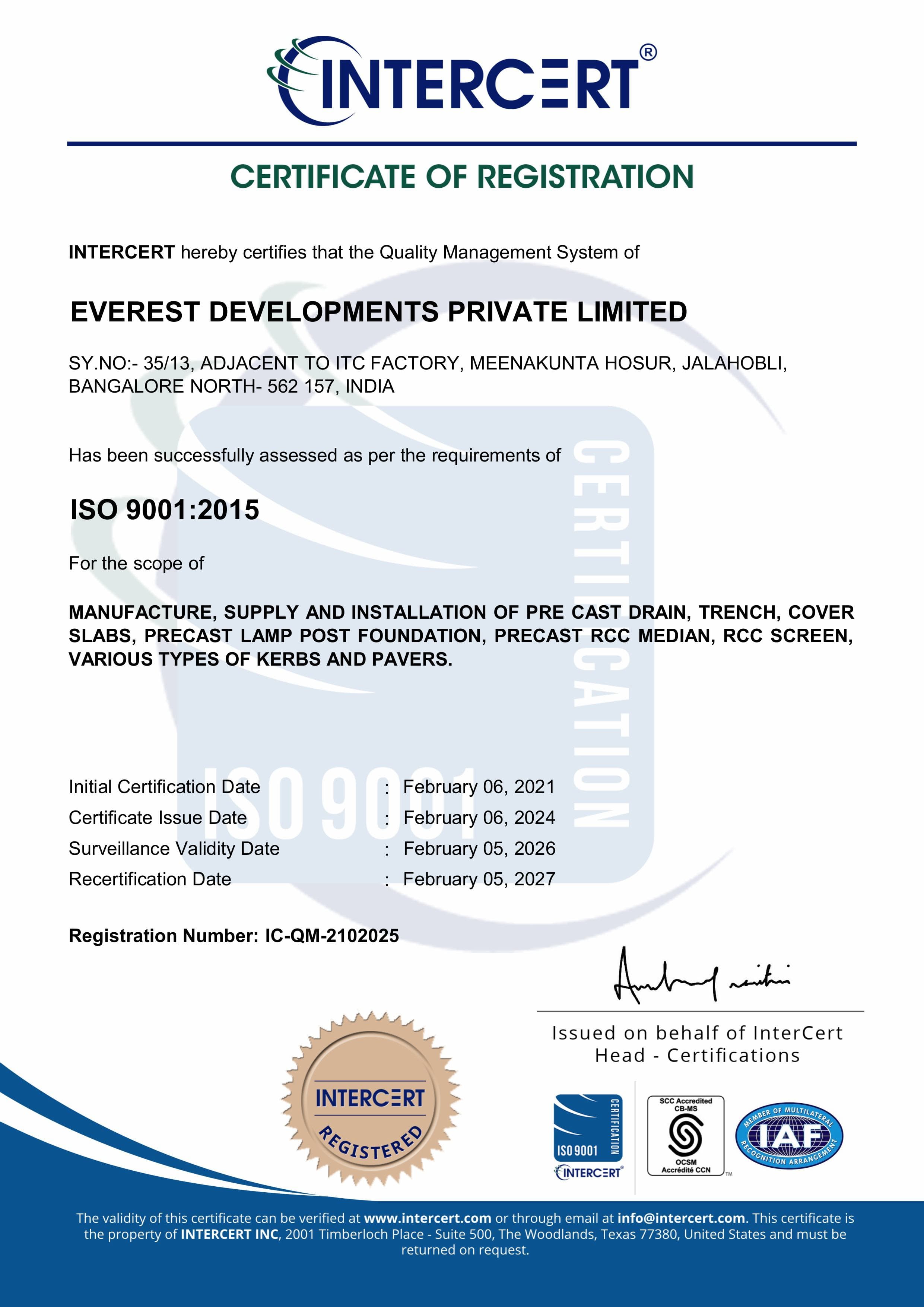 Intercert Certificate